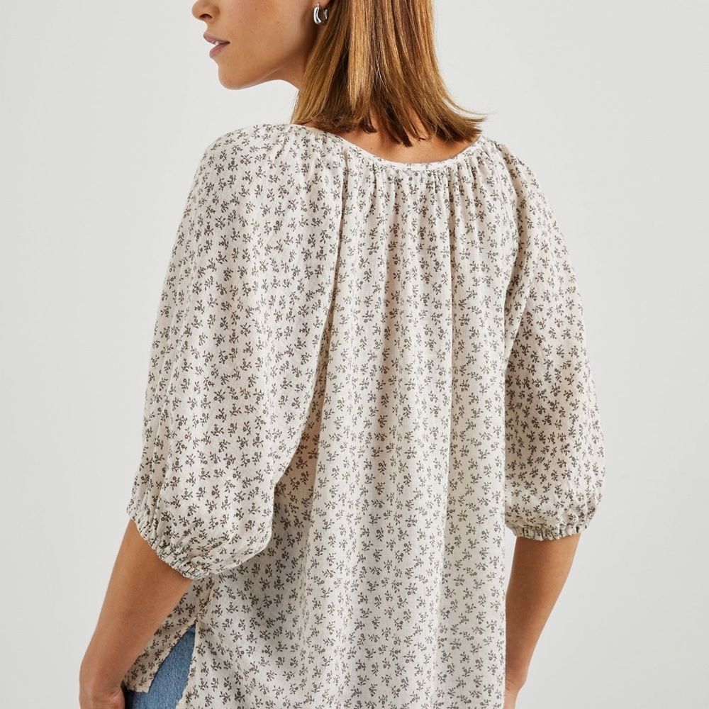 Rails Women's Kristie Top Cream Bella Ditsy Floral Peasant Blouse Size X-Small - Picture 2 of 16